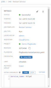 Ansible Tower Job output